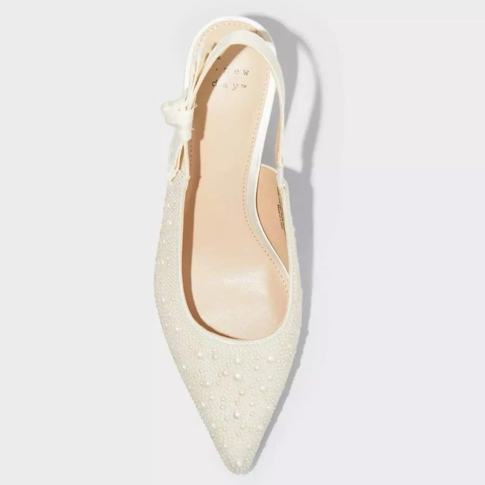 A New Day Women's Milan Pearl Slingback Heels - Ivory size 9.5 new in box! - Picture 3 of 4
